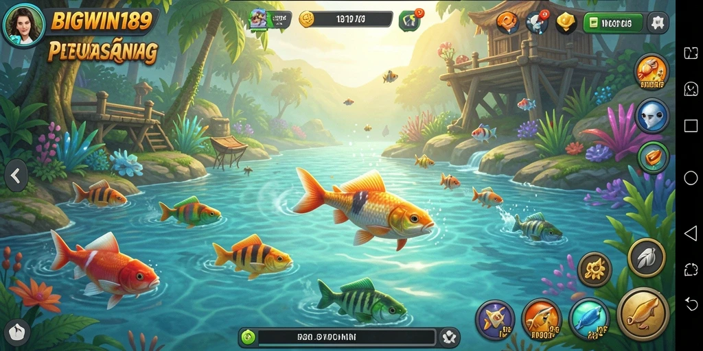Tangkapan besar dalam gameplay memancing yang mendebarkan.