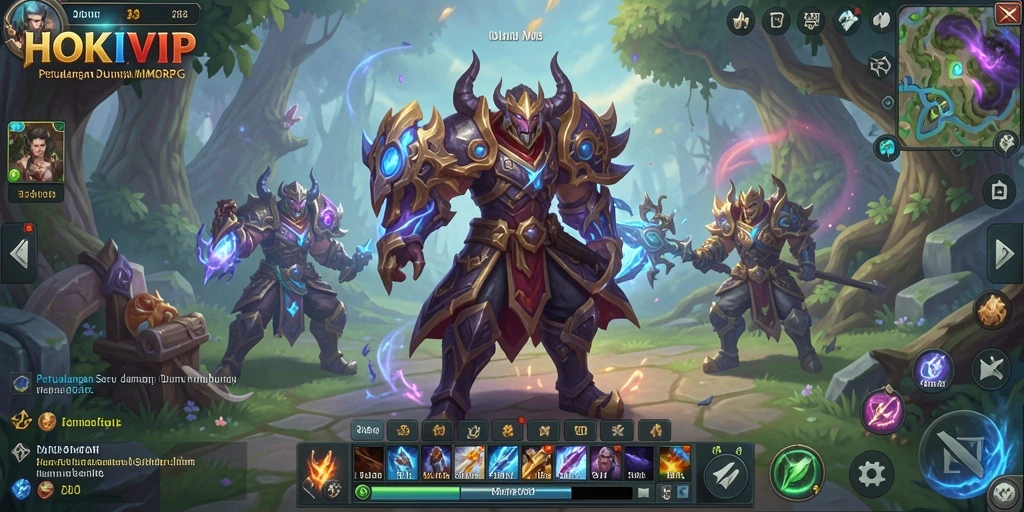 Tangkapan layar gameplay HOKIVIP menampilkan aksi seru di dunia MMORPG.