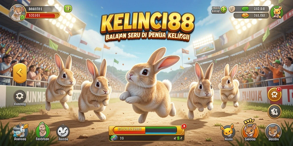 Tangkapan layar gameplay KELINCI88 yang menunjukkan aksi balapan seru dan lintasan yang menantang.