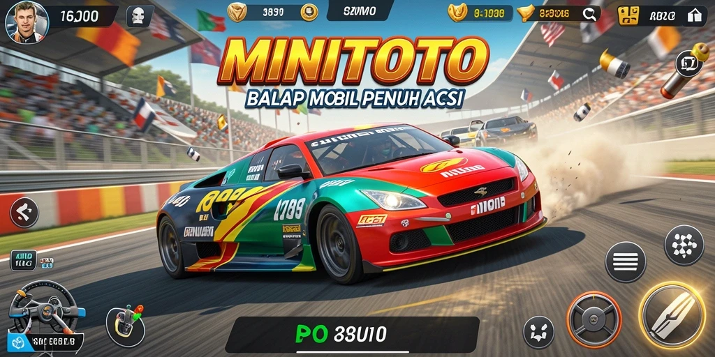 Screenshot menampilkan aksi balapan seru di MINITOTO.