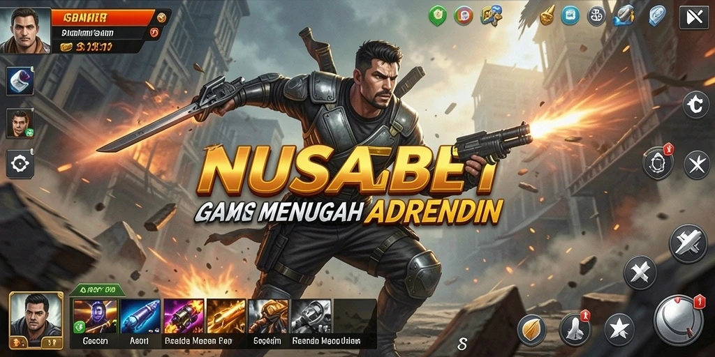 Screenshot gameplay NUSABET menampilkan aksi mendebarkan dari karakter dalam pertempuran.
