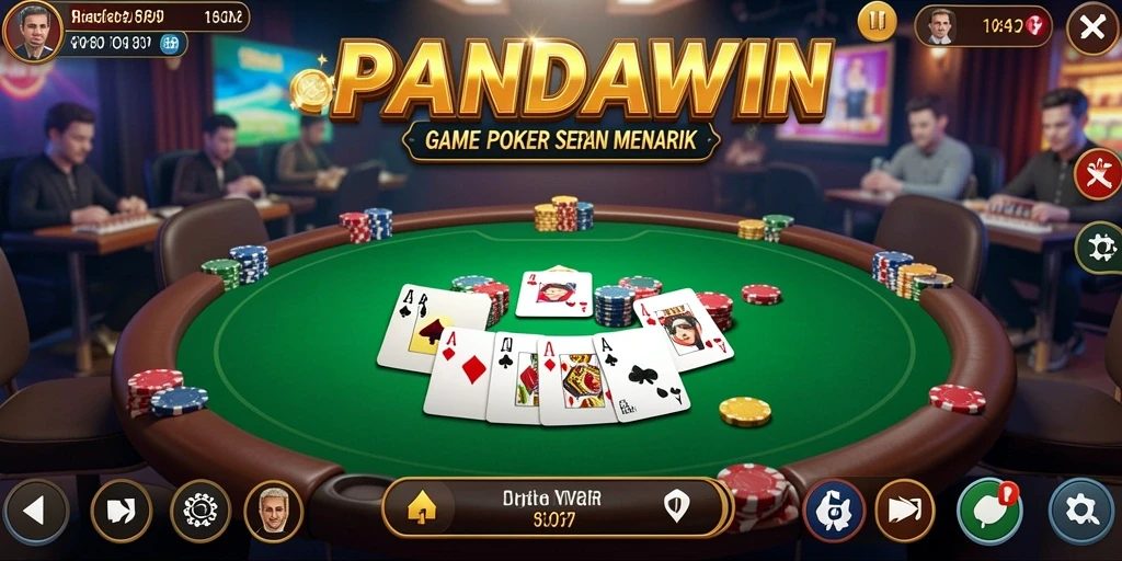 Screenshot permainan yang menampilkan aksi poker mendebarkan.
