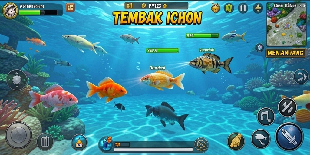 Tampilan gameplay Tembak Ikan di PP123 yang seru.