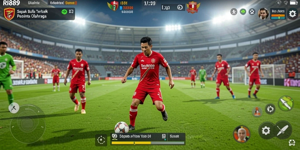 Tampilan gameplay yang menegangkan dari RI889 di lapangan sepak bola.